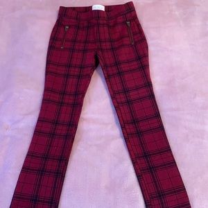 Plaid burgundy And black stretchy pants